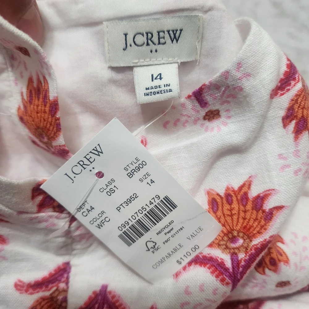 J.Crew Factory Women's Linen Blend Ruffle Strap Mini Sundress Floral Sz 14 NWT - Picture 13 of 14